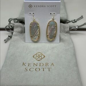 Kendra Scott Gold and White Iridescent Drop Earrings Like New